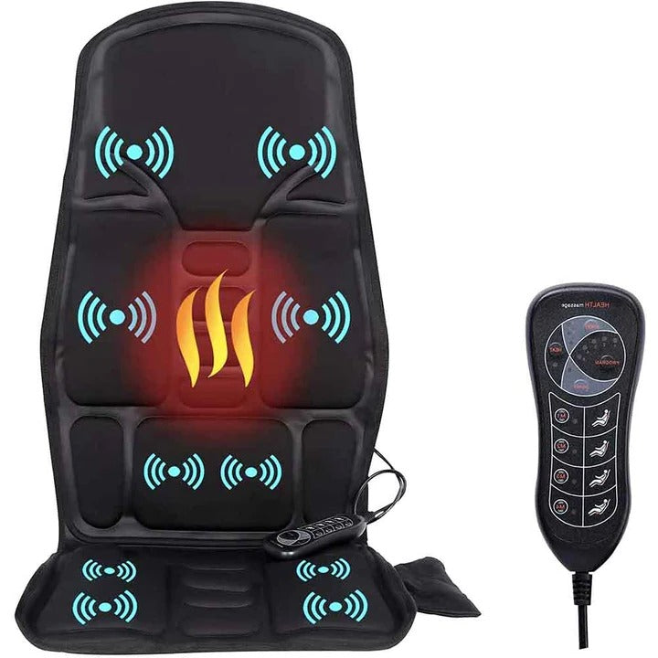 Warmteparadijs™ Massagekussen voor je stoel met vibratie en warm nekkussen