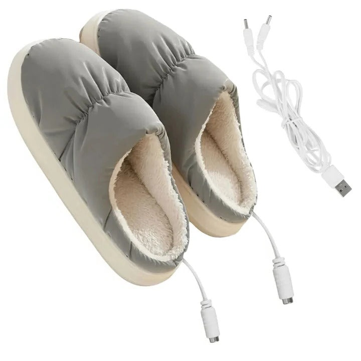 Warmteparadijs™ Verwarmde USB-sloffen met antislipzool