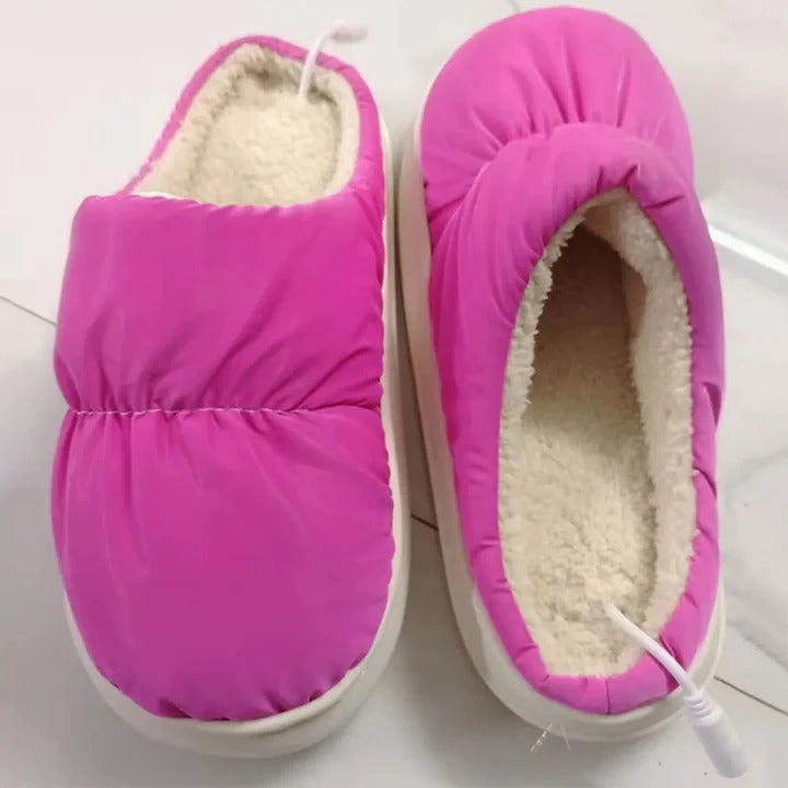 Warmteparadijs™ Verwarmde USB-sloffen met antislipzool