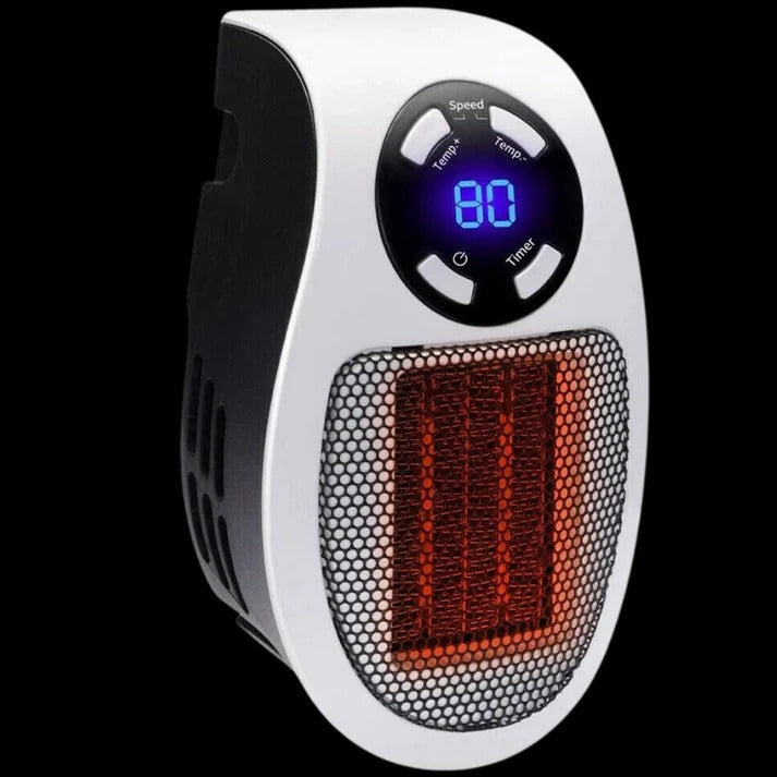 Warmteparadijs™ Mini stopcontactkachel met display, timer en draaistekker