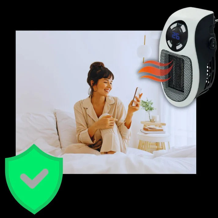 Warmteparadijs™ Mini stopcontactkachel met display, timer en draaistekker