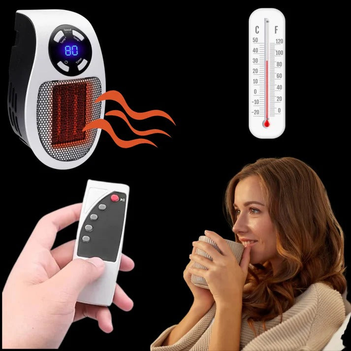 Warmteparadijs™ Mini stopcontactkachel met display, timer en draaistekker