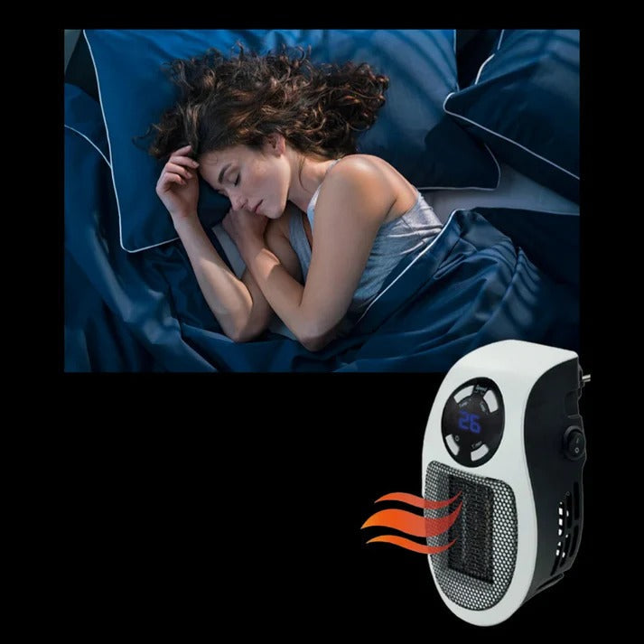 Warmteparadijs™ Mini stopcontactkachel met display, timer en draaistekker