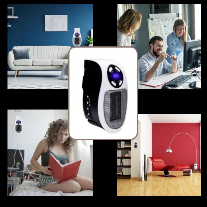 Warmteparadijs™ Mini stopcontactkachel met display, timer en draaistekker