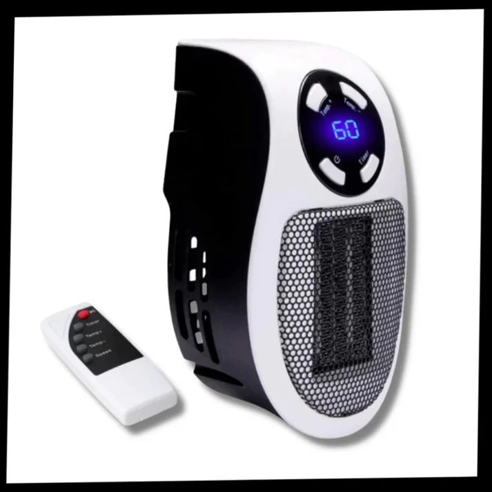 Warmteparadijs™ Mini stopcontactkachel met display, timer en draaistekker