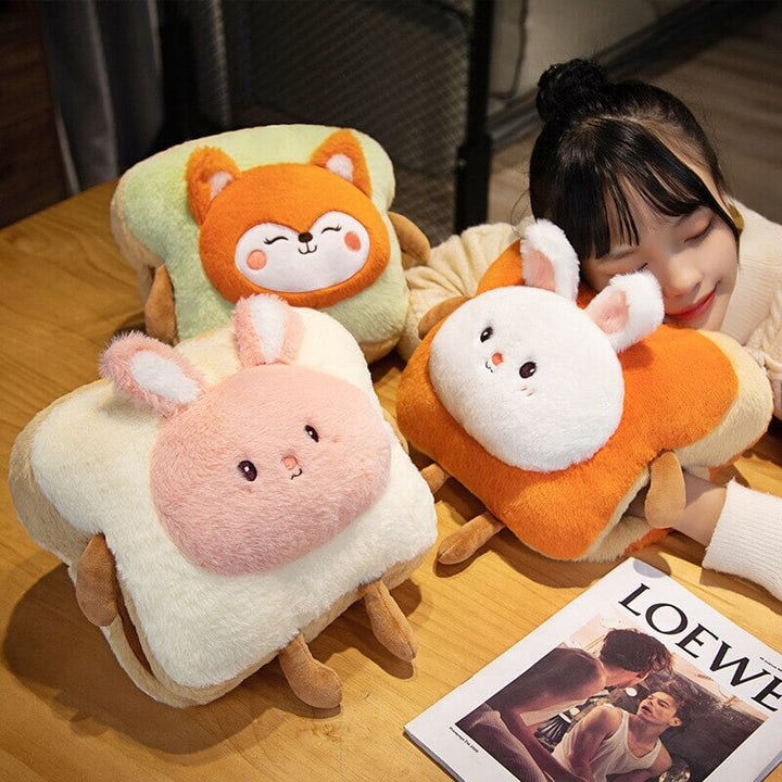 Warmteparadijs™ Zachte pluche handwarmer als toast met schattig dier