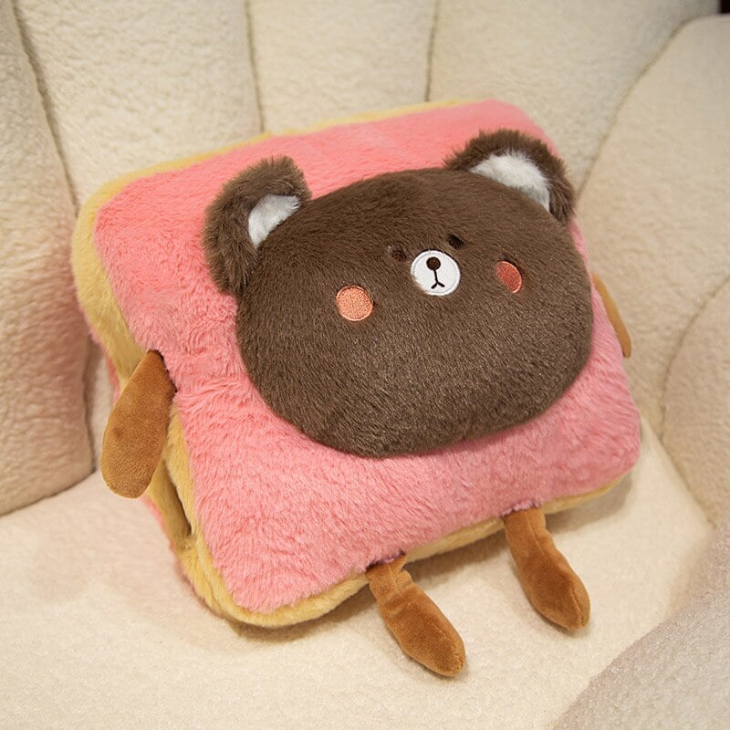 Warmteparadijs™ Zachte pluche handwarmer als toast met schattig dier