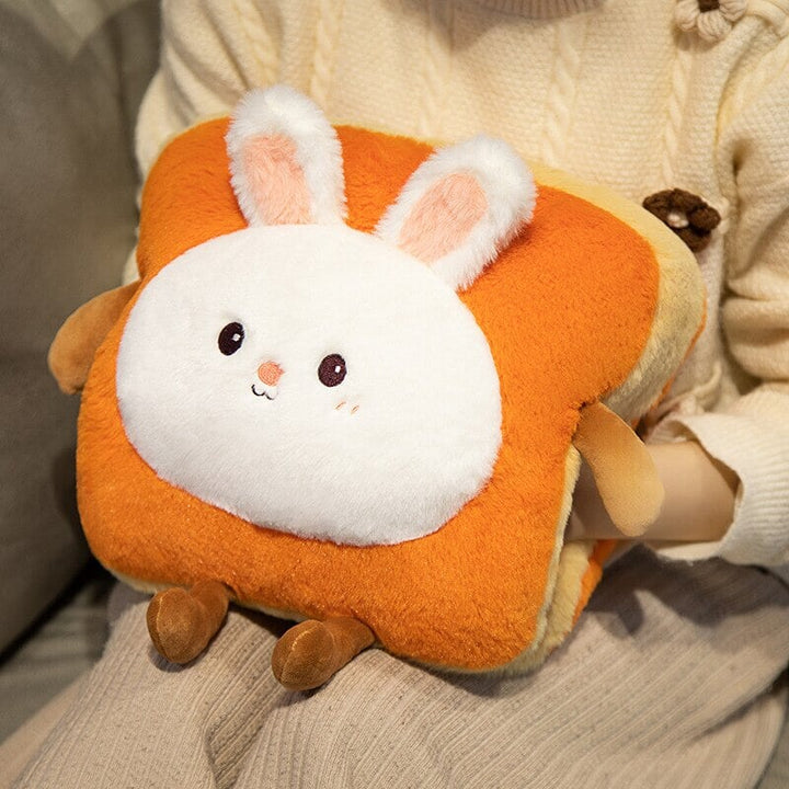 Warmteparadijs™ Zachte pluche handwarmer als toast met schattig dier
