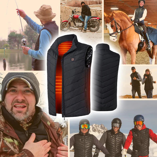 Warmteparadijs™ Verwarmde bodywarmer van wind- en waterdicht nylon met nekwarmte