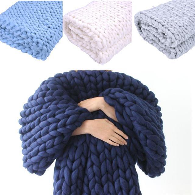 Warmteparadijs™ Handgemaakte grofgebreide plaid – zacht en warm voor de bank