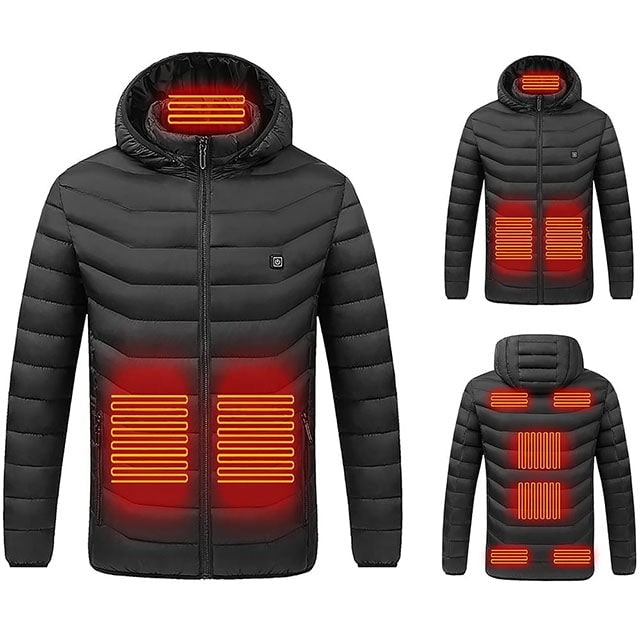 Warmteparadijs™ Verwarmde pufferjas met 9 warmtezones en capuchon