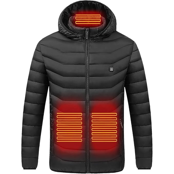 Warmteparadijs™ Verwarmde pufferjas met 9 warmtezones en capuchon