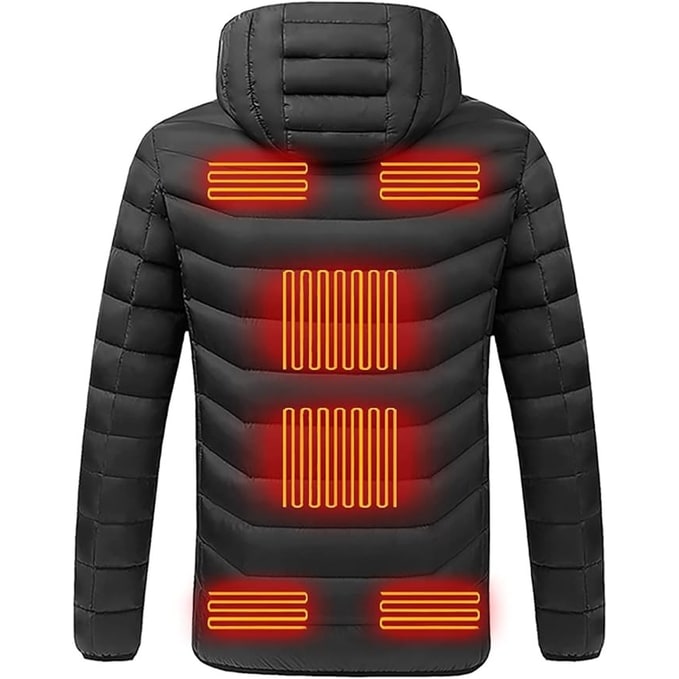 Warmteparadijs™ Verwarmde pufferjas met 9 warmtezones en capuchon
