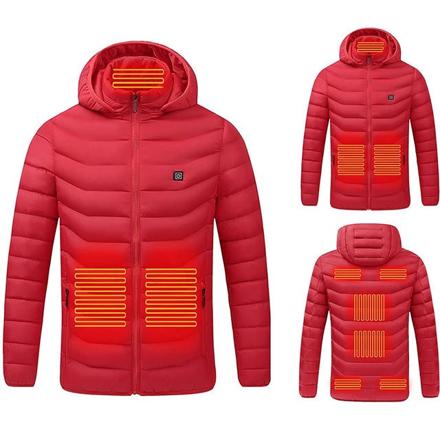 Warmteparadijs™ Verwarmde pufferjas met 9 warmtezones en capuchon