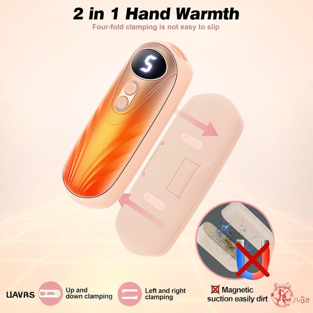 Warmteparadijs™ Oplaadbare handwarmers met led en vijf warmtestanden, set van 2