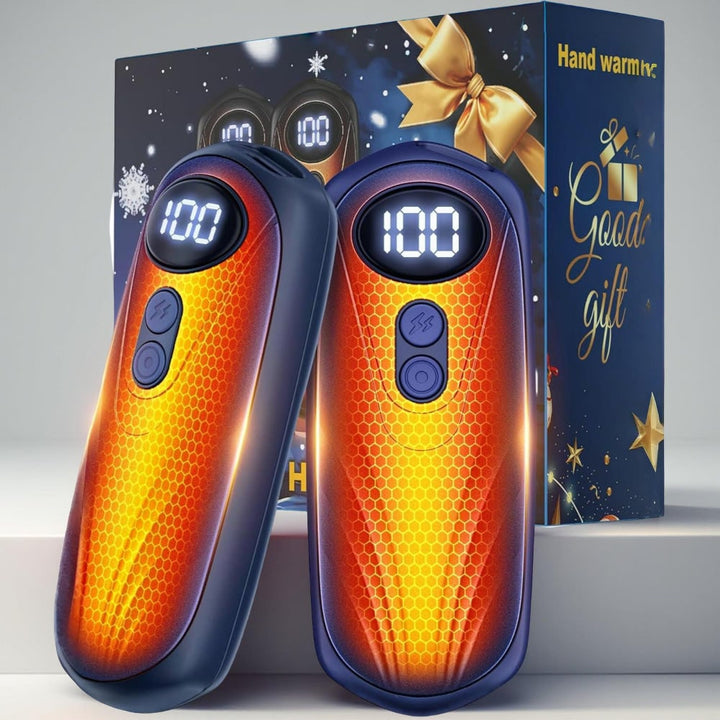 Warmteparadijs™ Oplaadbare handwarmers met led en vijf warmtestanden, set van 2
