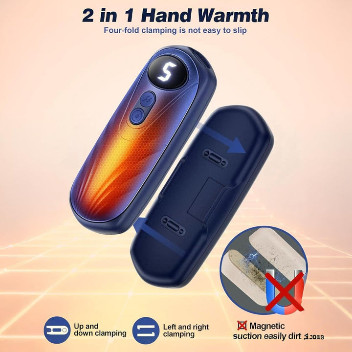 Warmteparadijs™ Oplaadbare handwarmers met led en vijf warmtestanden, set van 2
