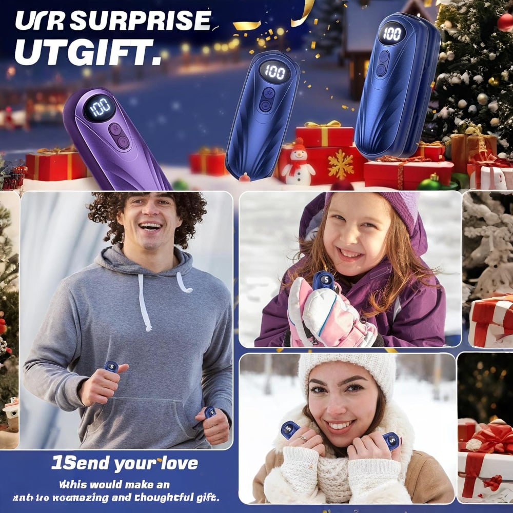 Warmteparadijs™ Oplaadbare handwarmers met led en vijf warmtestanden, set van 2