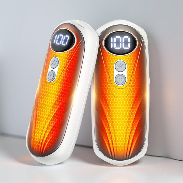 Warmteparadijs™ Oplaadbare handwarmers met led en vijf warmtestanden, set van 2