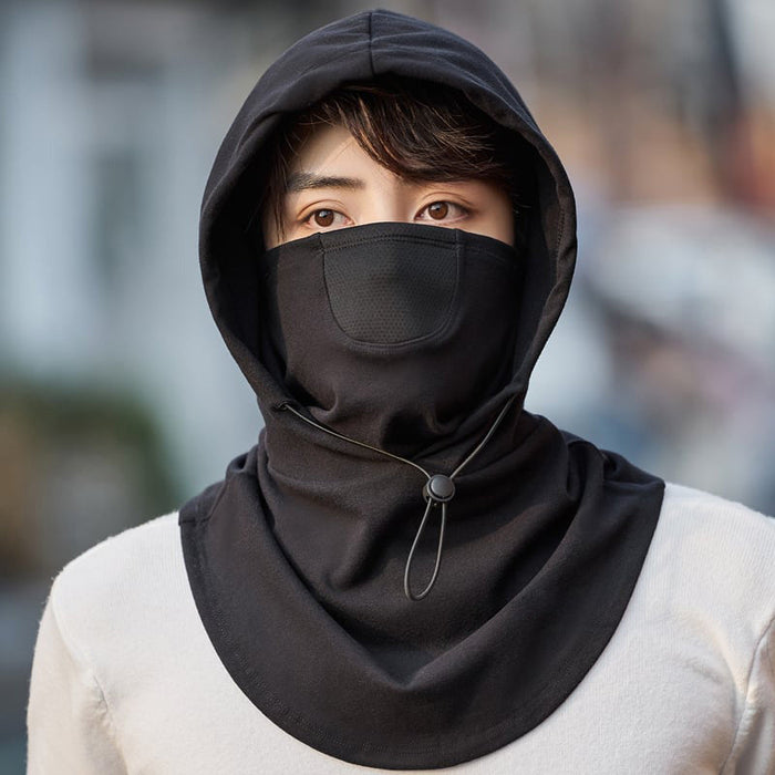 Warmteparadijs™ Winddicht gezichtsmasker met capuchon en nekwarmer voor fietsen