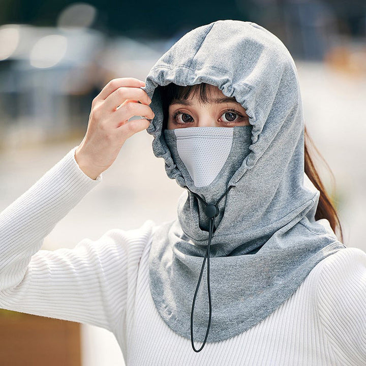 Warmteparadijs™ Winddicht gezichtsmasker met capuchon en nekwarmer voor fietsen