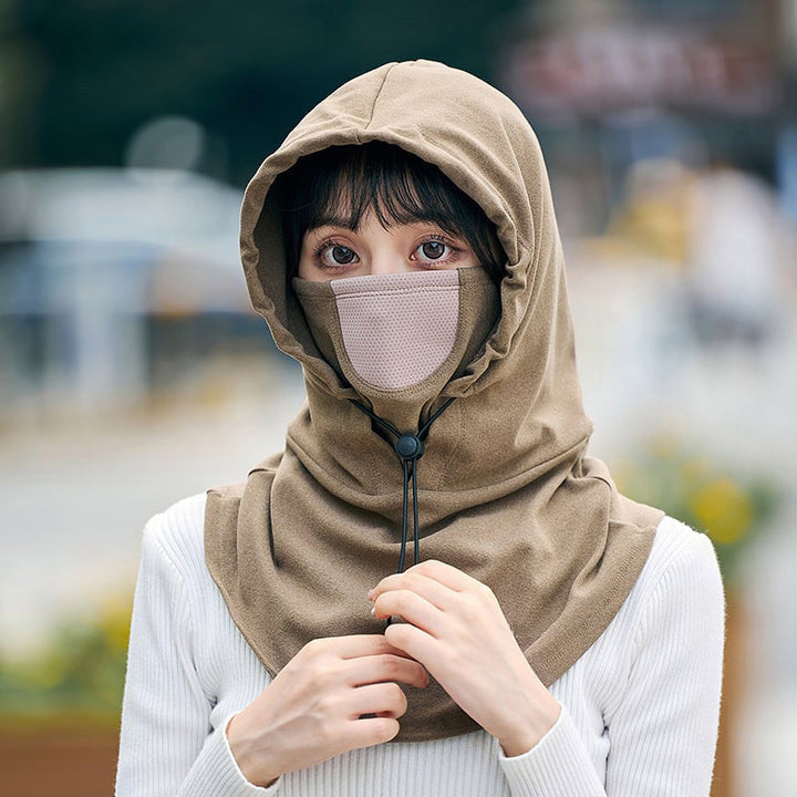 Warmteparadijs™ Winddicht gezichtsmasker met capuchon en nekwarmer voor fietsen