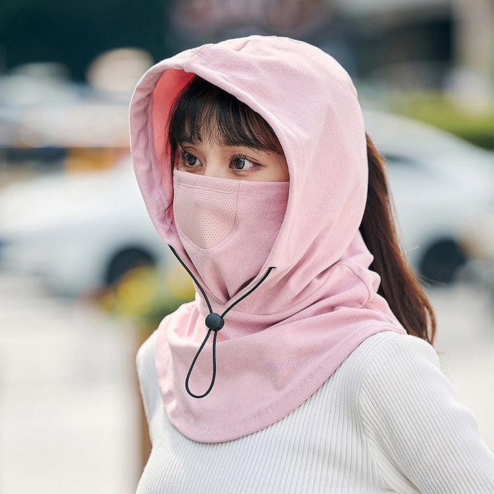 Warmteparadijs™ Winddicht gezichtsmasker met capuchon en nekwarmer voor fietsen